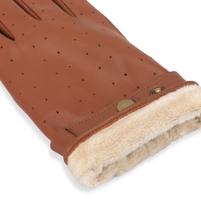 Isotoner Mens® Perforated Leather Driving Glove Tan Extra Image 5